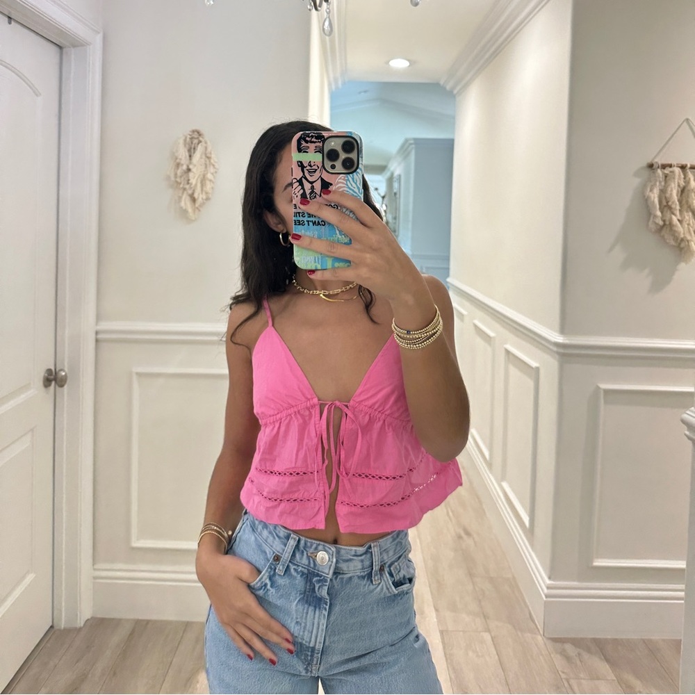 Zara pink triangle top